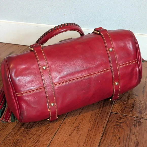 Dooney & Bourke Florentine Red Leather Satchel Handbag